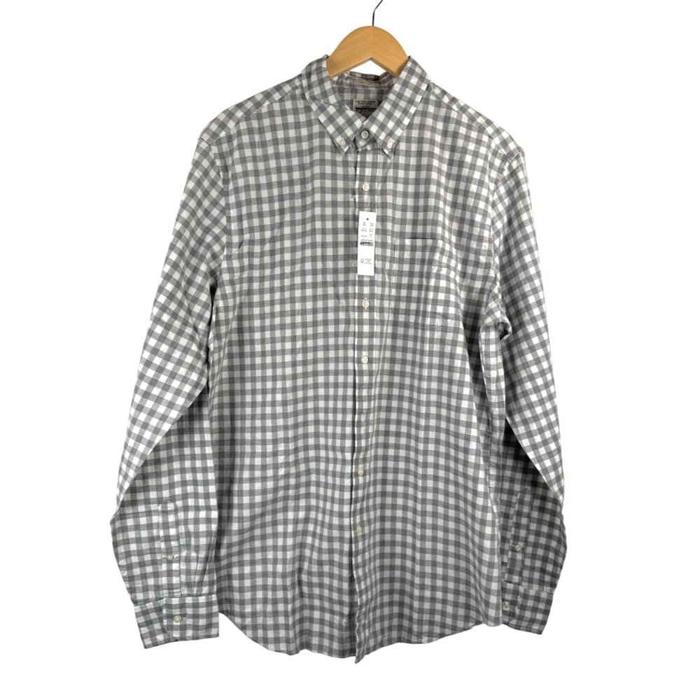 J.Crew Secret Wash Organic Cotton‎ Poplin Shirt For Men gingham sz LT